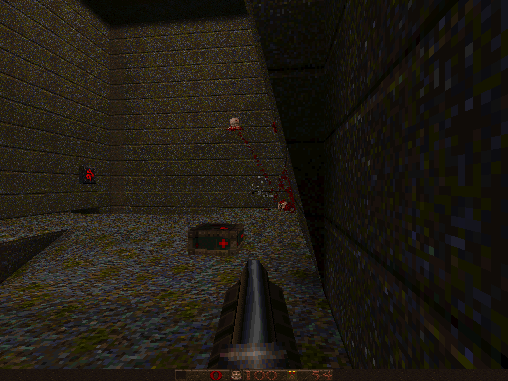 Combat encounter inside a stone hallway
