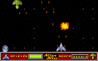 Top-down shooter ship combat in Alien Alley