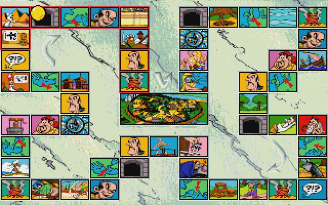Board game map overview in Asterix Caesar's Challenge