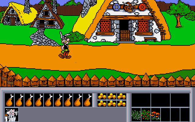 Asterix fighting Romans in the side-scrolling forest