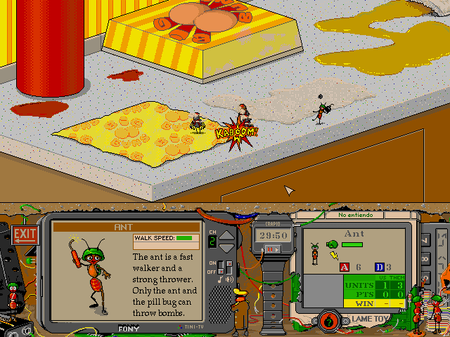Battle Bugs combat map with food objectives