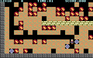 Clearing a path through dirt tiles while avoiding falling boulders in Boulder Dash Remake