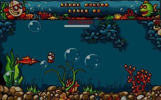 Dizzy standing on the seabed watching bubbles rise past marine life