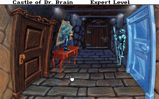 A logic puzzle room inside Dr. Brain's castle