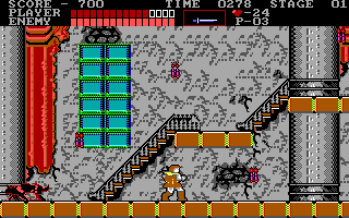 Simon Belmont whip attack against enemies inside castle stage