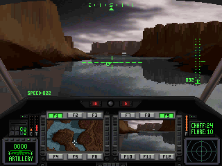 Combat flight tactical map and cockpit display showing target lock