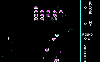 Cosmic Crusader gameplay showing alien fleet formations