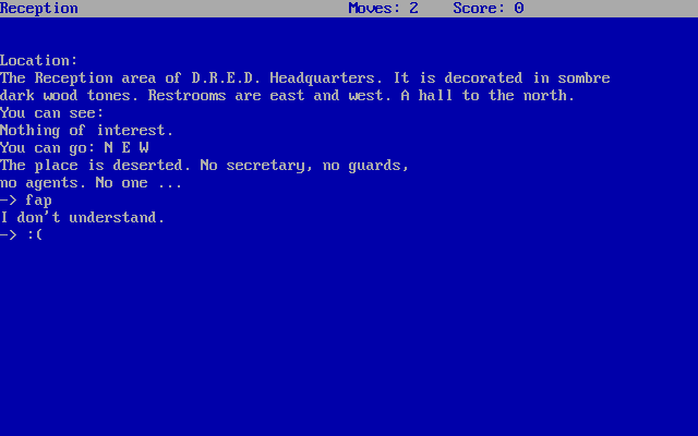Command terminal screen in D.R.E.D. Attack!