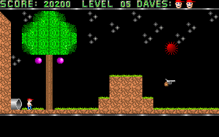 Dangerous Dave navigating single screen platforming level