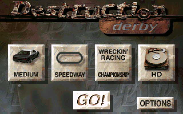 A stock car taking damage on a dirt track arena