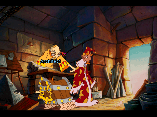 Rincewind chatting with characters in Discworld II