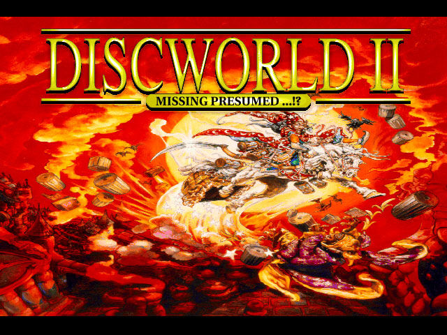 Rincewind and the Luggage in a detailed background scene