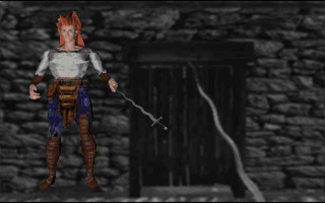 First-person battle screen showing enemy combatant and weapon interface
