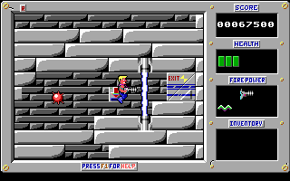 Duke shooting enemies in a side-scrolling level