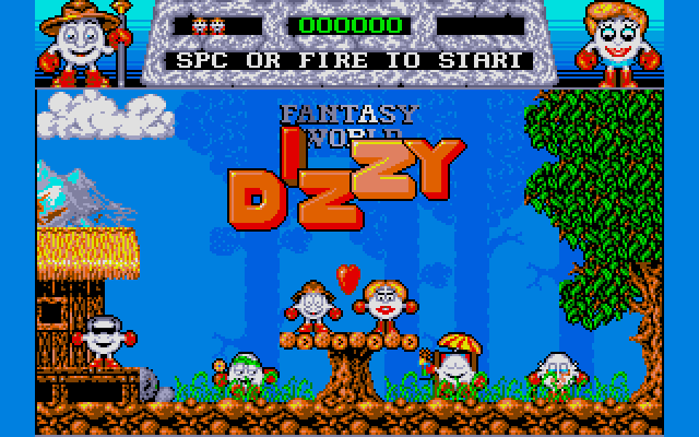 Dizzy jumping near tree platforms in the forest zone