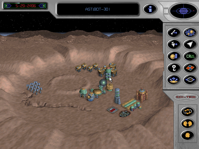 Asteroid colony layout with life support and mining structures