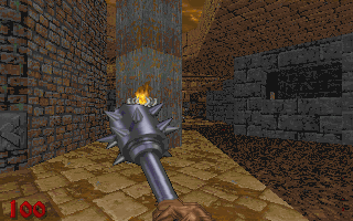 Combat inside the Blight hub in Hexen: Deathkings of the Dark Citadel