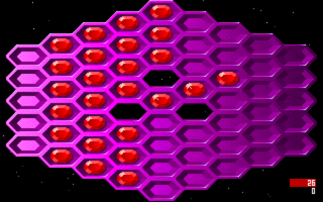 Hexxagon board layout with red rubies and blue pearls
