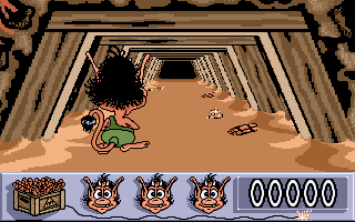 Hugo dodging mine carts and dynamite in the underground gold mine