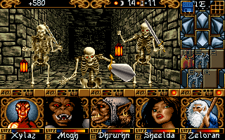 Dialogue window and party portraits in Ishar 3