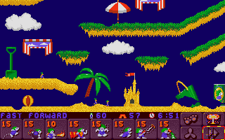 Lemmings 2 menu showing various tribe selections