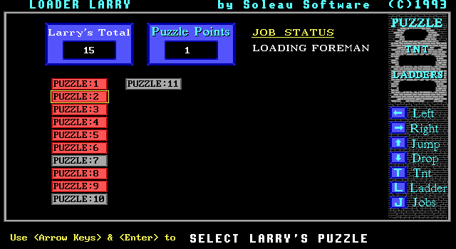 Later level in Loader Larry with explosives and complex geometry