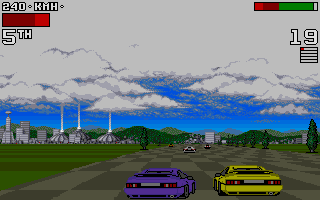 Behind-view split-screen racing in Lotus: The Ultimate Challenge