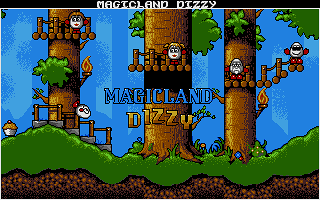 A puzzle area in Magicland Dizzy featuring items and platforms