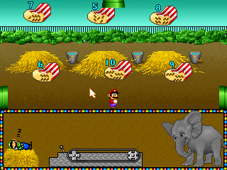 Map screen selecting themed educational worlds in Mario's Early Years Collection