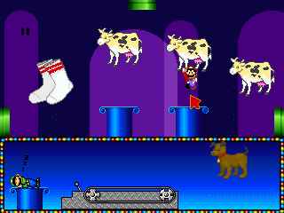 Mario standing on the selection island in Mario Teaches Sums