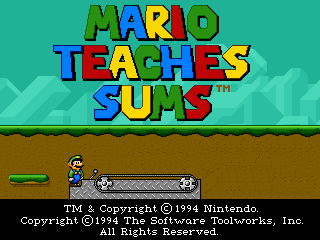A counting activity screen featuring Mario and numbers