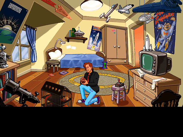Dialogue window and puzzle screen in Orion Burger