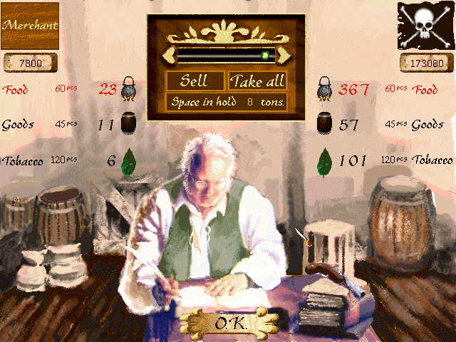 Detailed painted art screen showing a governor presenting a reward