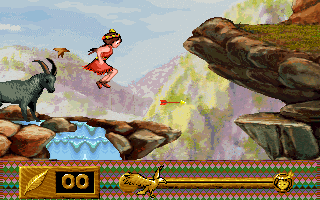 Pocahontas navigating forest terrain