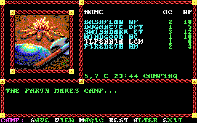 Tactical combat screen showing party members fighting enemies on a grid