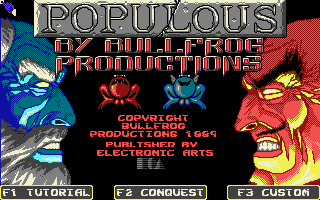 World map and god powers menu in Populous
