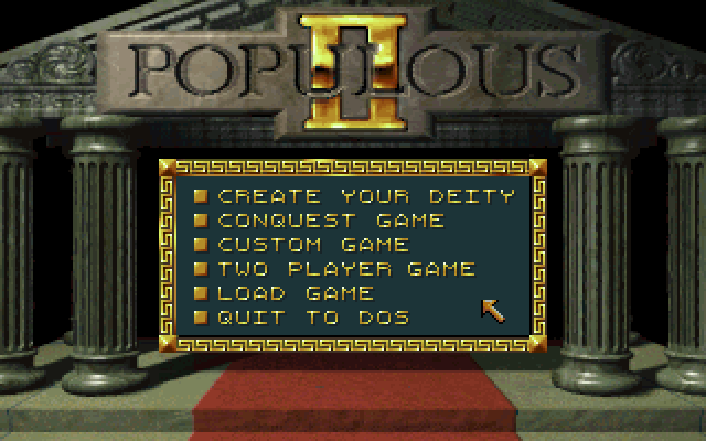 Populous II strategic map screen