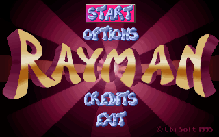 Rayman firing his fist across a spike pit in Picture City