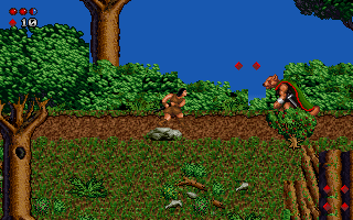 Endrick swinging his sword at a cavern goblin