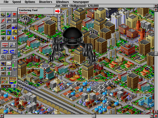 Isometric view of a city grid in SimCity 2000