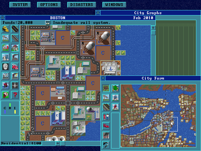 City grid overview in SimCity Enhanced CD-ROM