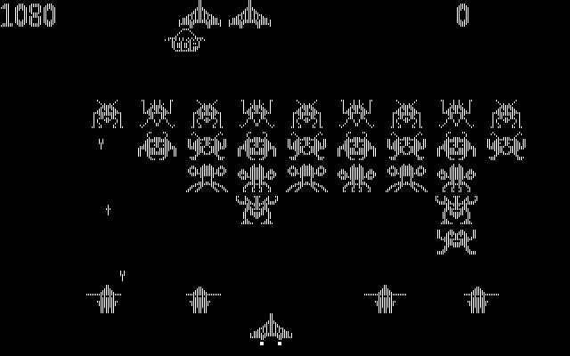 Space Commanders II screen showing alien rows