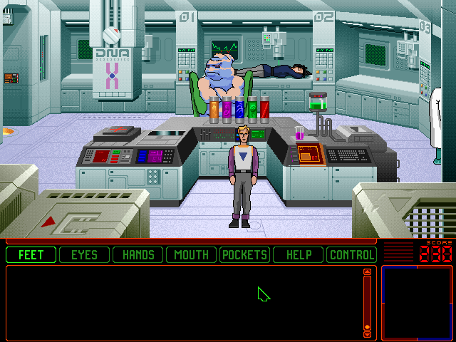 Interface screen with inventory and verb bar