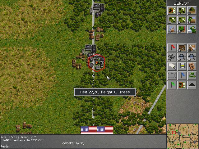Operational hex map showing unit formations