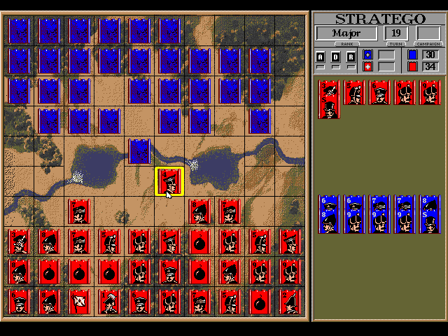 Stratego board setup screen in MS-DOS version
