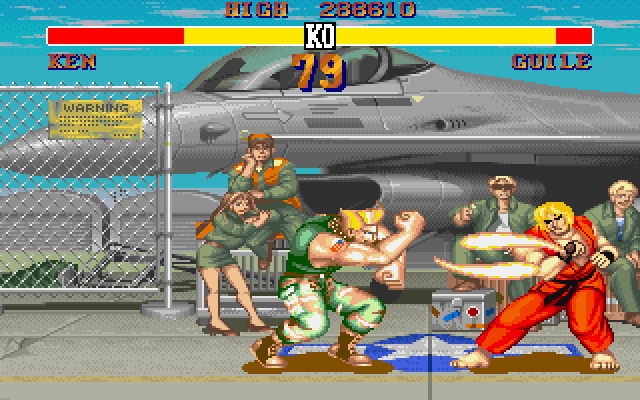 Ryu fighting Ken in Street Fighter II MS-DOS