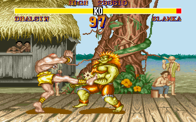 Dhalsim stretching his arm across the screen