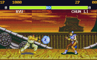Ryu fighting Ken in Street Fighter II: The World Warrior MS-DOS homebrew