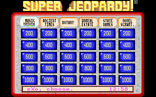 Super Jeopardy! board selection screen