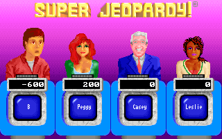 Super Jeopardy! contestant screen